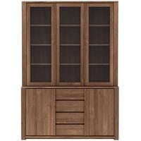 Lodge Teak 3 Glass Door 2 Door 3 Drawer Cupboard