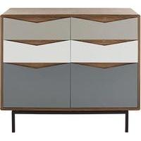 Louis Wide Chest Of Drawers, Walnut & Charcoal