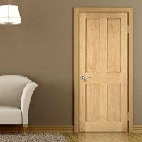 London 4 Panel Oak Fire Door - 1/2 Hour Fire Rated