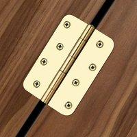 Loose Pin Electro Brass Door Hinge - Round Corners