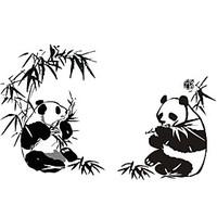 lovely panda eat bamboo wall stickers fashion pvc animals bedroom livi ...