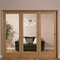 Lockwood 1 Panel Shaker 1 Lite Oak Veneer Glazed Internal Folding Door RH (H)2035mm (W)2374mm