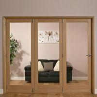 Lockwood 1 Panel Shaker 1 Lite Oak Veneer Glazed Internal Folding Door LH (H)2035mm (W)2374mm