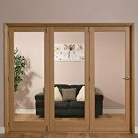 Lockwood 1 Panel Shaker 1 Lite Oak Veneer Glazed Internal Folding Door LH (H)2035mm (W)2146mm