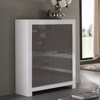 Lorenz Modern Bar Unit In White And Grey High Gloss With 4 Doors