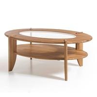 Louisa Wooden Coffee Table In Knotty Oak With Glass Top Inserts