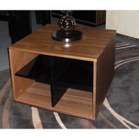 Lorenzo Lamp End Table In Natural Walnut And Black Gloss