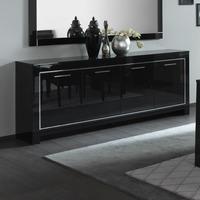 Lorenz Large Sideboard In Black High Gloss With 4 Doors