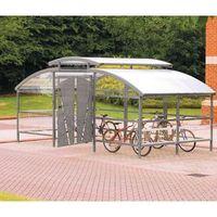 LOCKABLE CYCLE COMPOUND WITH SECURITY CANOPY FOR 16 BIKES LIGHT GREY