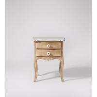 Lola Bedside Table in Whitewashed Mango Wood & Marble