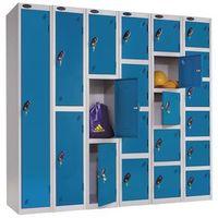 LOCKER ECONOMY RANGE WITH SLOPING TOP 2 DOOR DEPTH:460MM SILVER/BLUE