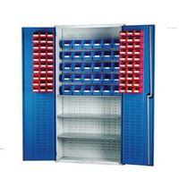 louvred panel cabinet cw 60 x tc2 red 30 x tc3 blue and 3 shelves