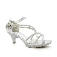 London Footwear Noèle, Womens Diamante Kitten Heel Sandals