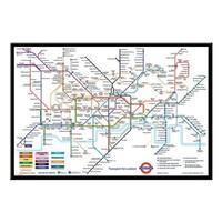London Underground Poster Tube Map Black Framed - 96.5 x 66 cms (Approx 38 x 26 inches)