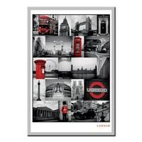 london red collage poster silver framed