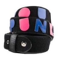 Lowlife Punk Velcro Belt - Black with Multicolour Patches - Small