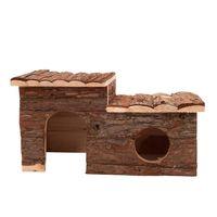 Log Cabin with Roof Terrace for Small Pets - 43 x 28 x 22 cm (L x W x H)