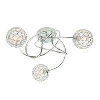 Lopez Crystal Circle Chrome Effect 3 Lamp Ceiling Light