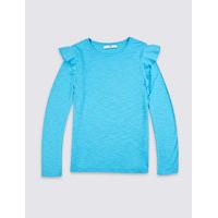 Long Sleeve Frill Jersey Top (3-14 Years)