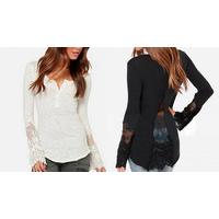 Long-Sleeved Sheer Lace Shirt - 2 Colours