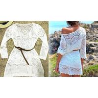long sleeved crochet summer tunic dress