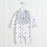 London Bear Sleepsuit & Bib Set