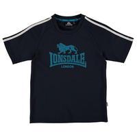 lonsdale 2 stripe large logo t shirt junior boys