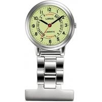 lorus nurses fob watch silver with yellow dial
