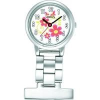 Lorus Nurses Fob Watch Silver with Flower Pattern Dial
