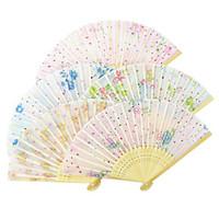 Lovely Cloth Wave Style Hand Fan (Random Color) - Set Of 6