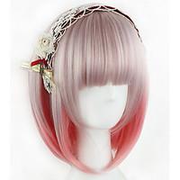 Lovely Girl Lolita Fashion Silky Straight Ombre Pink Color Short Length BOBO Hair Japanses Cosplay Wigs