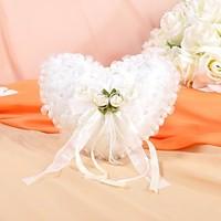 lovely flowers and pearl decoration smooth satin wedding ring pillow