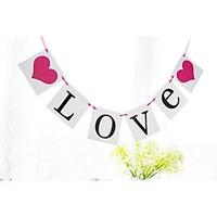 Love with Hot Pink Heart Banner Bunting Wedding Birthday Engagement Party Props