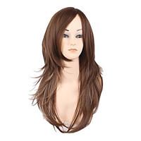 Long Straight Side Brown Women Synthetic Wig Fiber Cheap Cosplay Party Hair