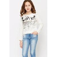 Love Slogan Dip Hem Sweatshirt