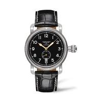 Longines Aviation men\'s automatic black dial black strap watch
