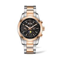 longines conquest classic moonphase stainless steel and rose gold brac ...