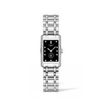 Longines DolceVita ladies\' diamond-set black dial stainless steel bracelet watch