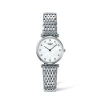 Longines La Grande Classique ladies\' stainless steel diamond-set mother of pearl watch