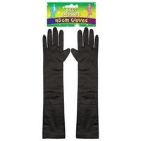 Long Black Satin 1920\'s gloves