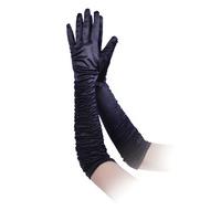 Long Black Satin Theatrical Gloves