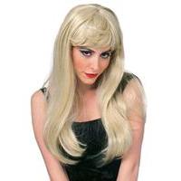 Long Pink Glamour Wig With Fringe