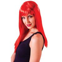 Long Red Ladies Wig With Fringe
