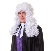Long White Judge Court Wig