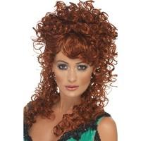 long and curly womens smiffys saloon girl wig auburn