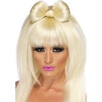 Long Blonde Womens Pop Sensation Wig With Bow