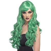 Long Green Ladies Fringe Curly Desire Wig