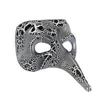 Long Nose Venetian Mask Silver/blk For Fancy Dress Accessory