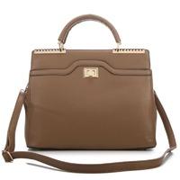 Long & Son Ladies Structured Handbag with Gold Detailing - Taupe