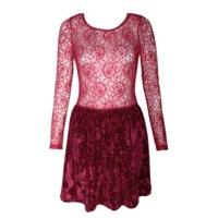 Long Sleeve Sheer Lace/Velvet Dress